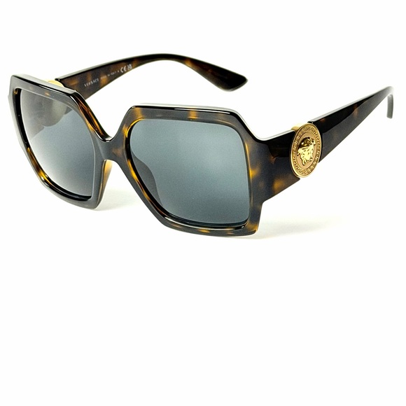 Versace Brown Tortoise Sunglasses with Gold Medallion
